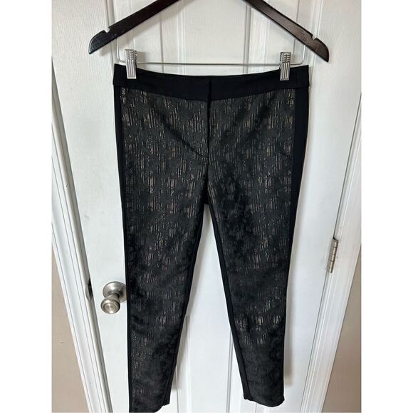 White House black market black stretchy pants size 2 flashy fancy trendy work pa - Picture 1 of 6